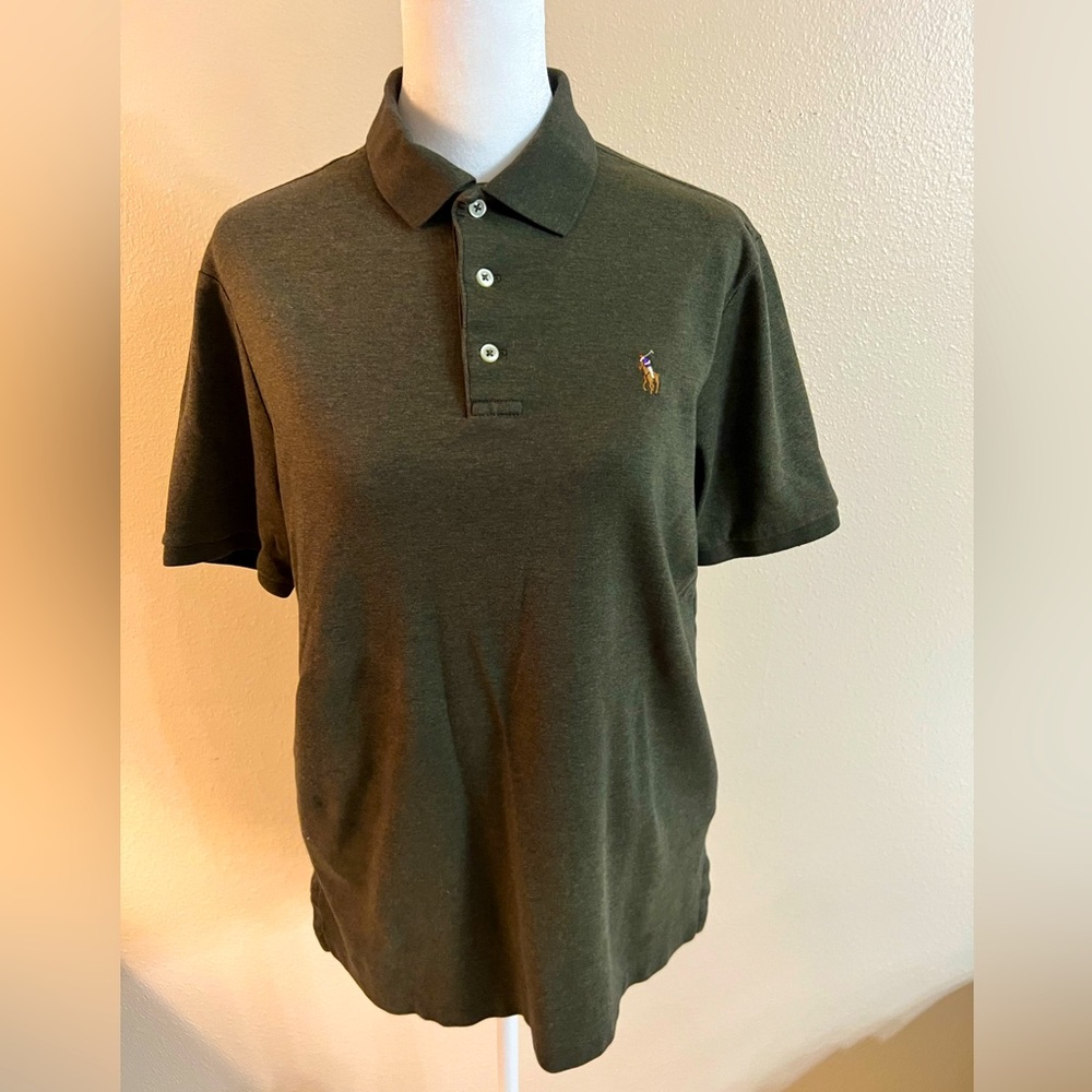 Mens classic polo Ralph Lauren dark green size small